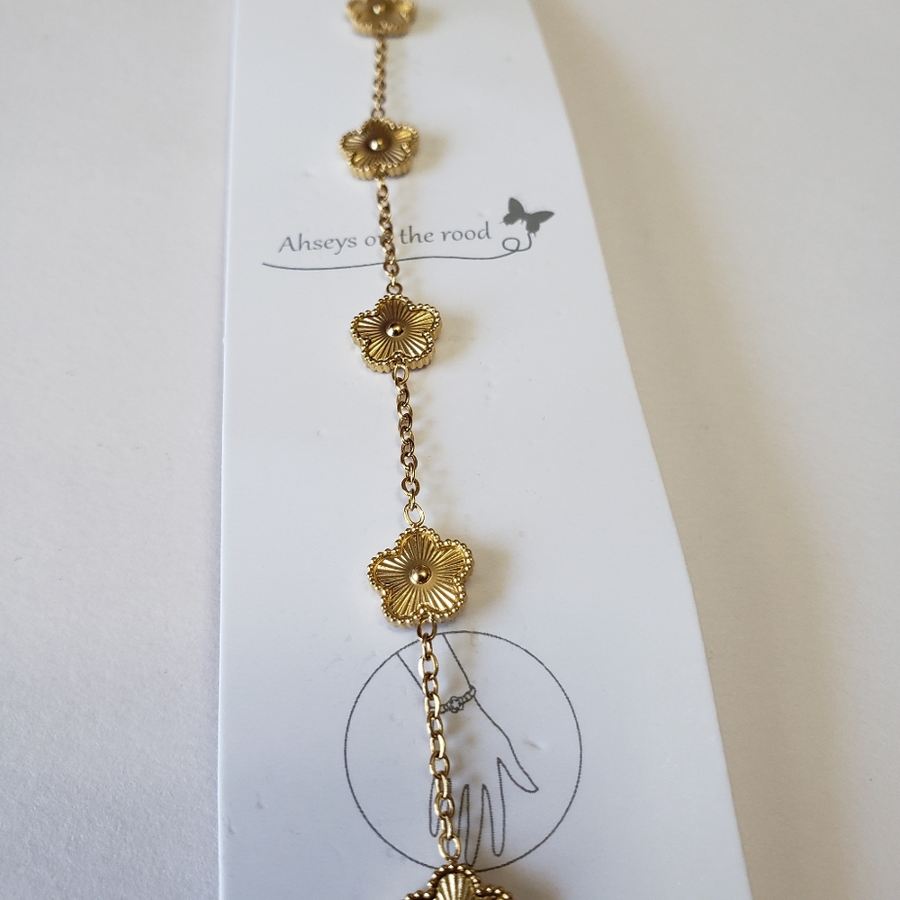 Stainless Steel Hot Gold Plated Clover Charm Bracelet Luxury - Picture 3 of 7